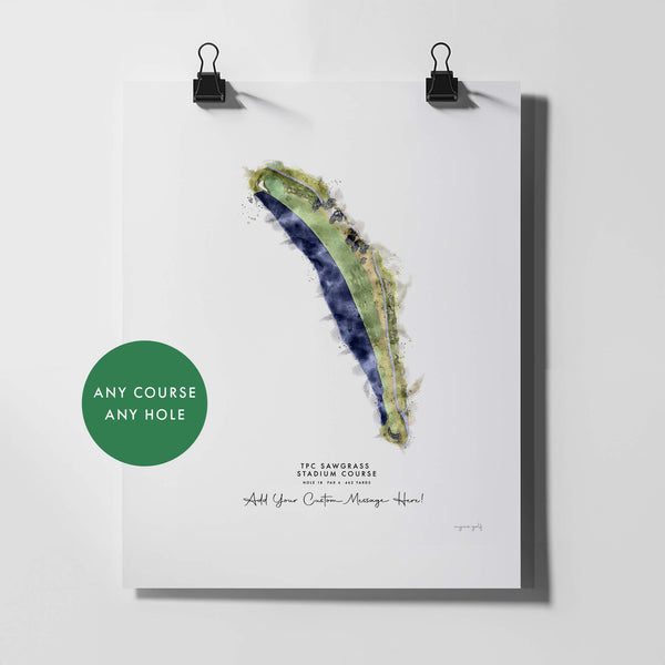 Custom Golf Artwork – Personalised Print of Any Golf Course and Hole