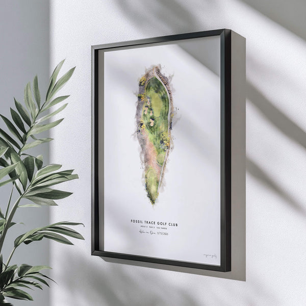 Hole-in-one golf gift print example, custom golf hole artwork