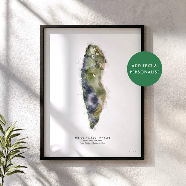 Custom Golf Artwork – Personalised Print of Any Golf Course and Hole
