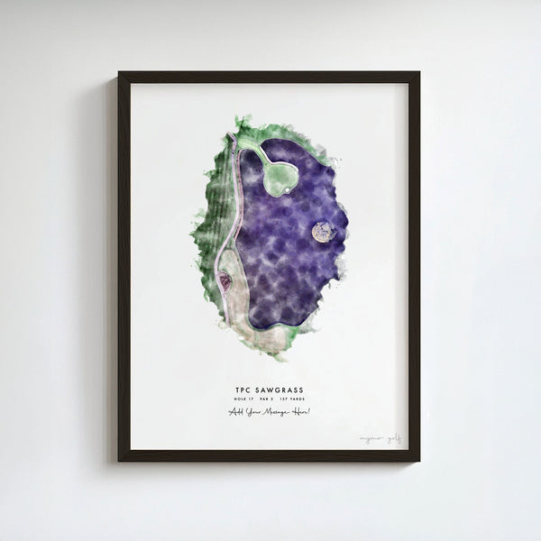 Hole in one golf gift, black framed print of any golf course or golf hole