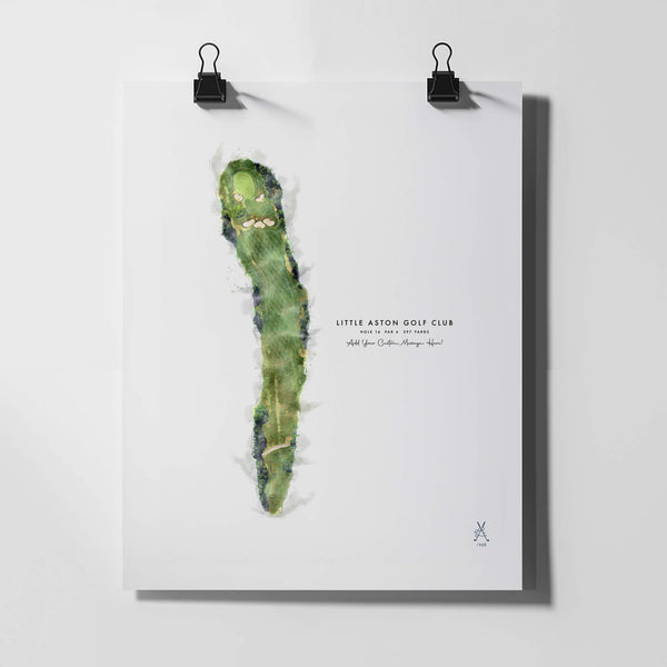 Little Aston Golf Gift – Personalised Print of Hole 16