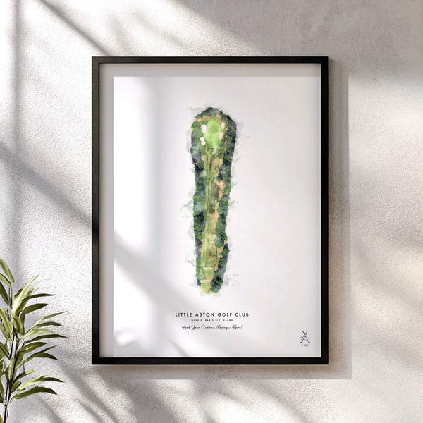 Little Aston Golf Gift – Personalised Print of Hole 9