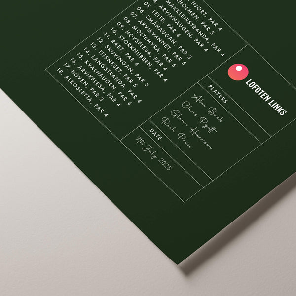 Lofoten Links Course Map – Personalised Golf Print