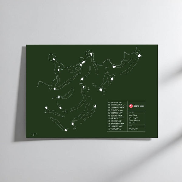 Lofoten Links Course Map – Personalised Golf Print