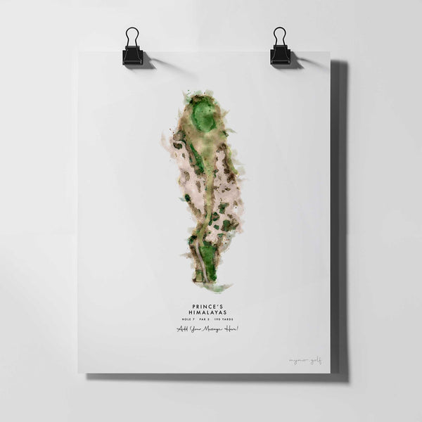 Prince's Golf Gift – Personalised Print of Hole 7, Himalayas