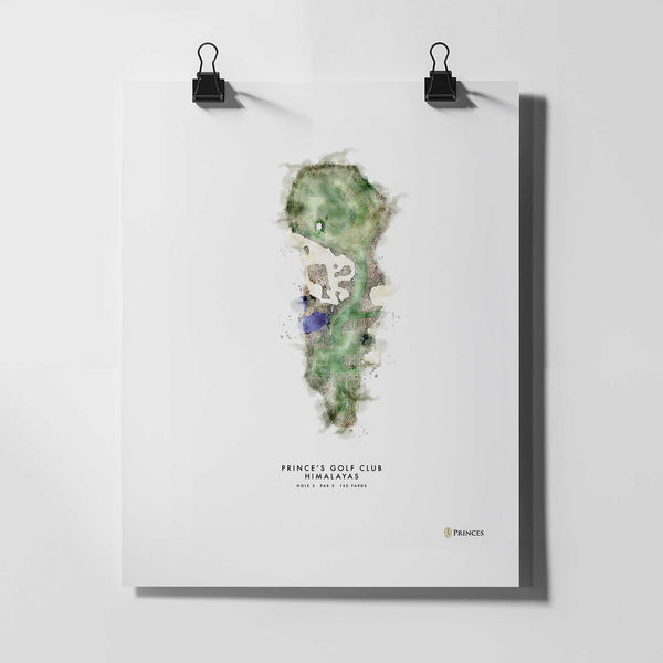 Prince's Golf Gift – Personalised Print of Hole 5, Himalayas