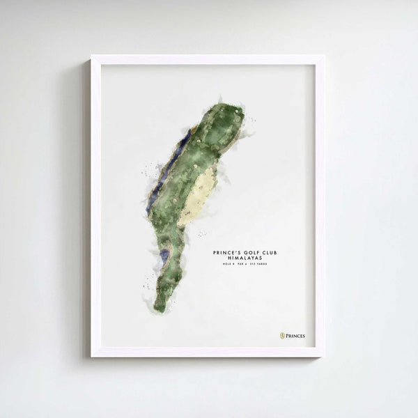 Prince's Golf Gift – Personalised Print of Hole 8, Himalayas