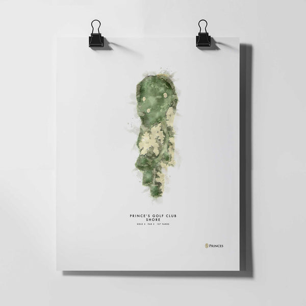Prince's Golf Gift – Personalised Print of Hole 5, Shore