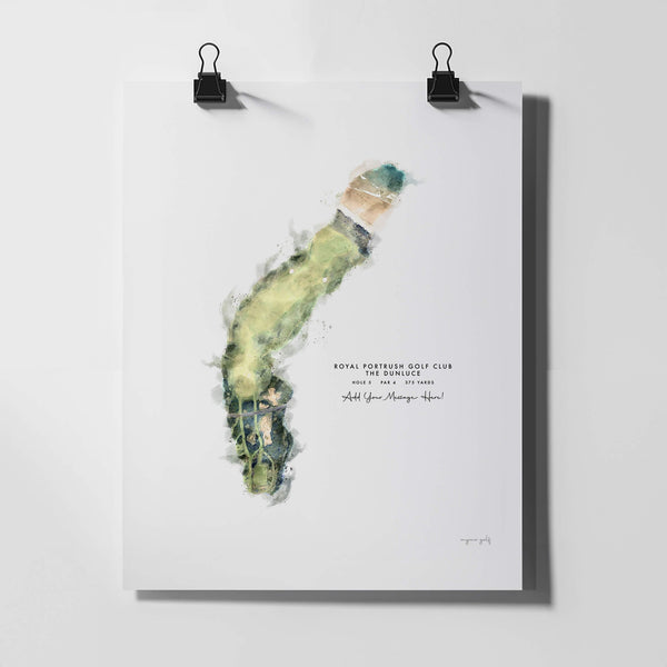 Royal Portrush Golf Gift - Print of Hole 5, Dunluce Course