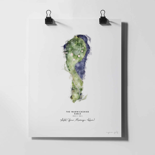 The Warwickshire Golf Gift – Personalised Print of Hole 11, Earls Course