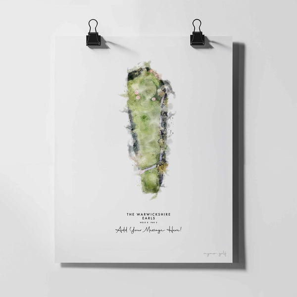 The Warwickshire Golf Gift – Personalised Print of Hole 8, Earls Course