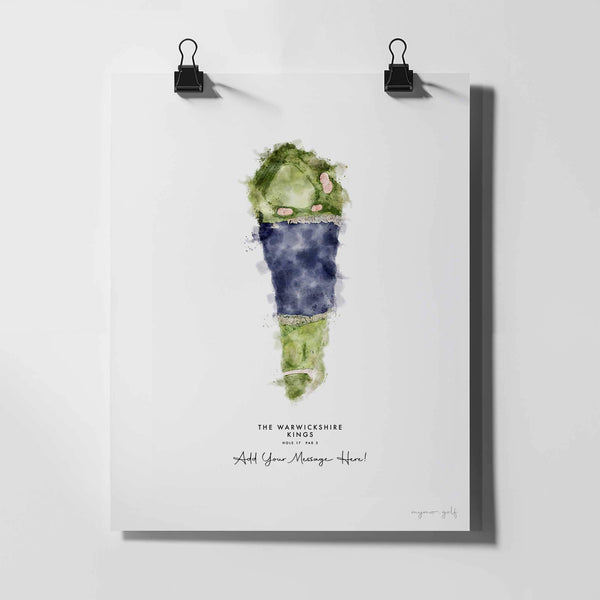 The Warwickshire Golf Gift – Personalised Print of Hole 17, Kings Course