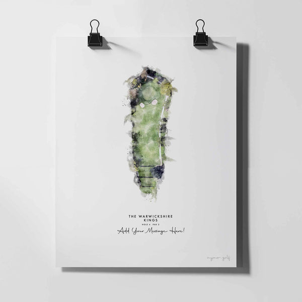 The Warwickshire Golf Gift – Personalised Print of Hole 4, Kings Course