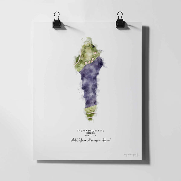 The Warwickshire Golf Gift – Personalised Print of Hole 8, Kings Course