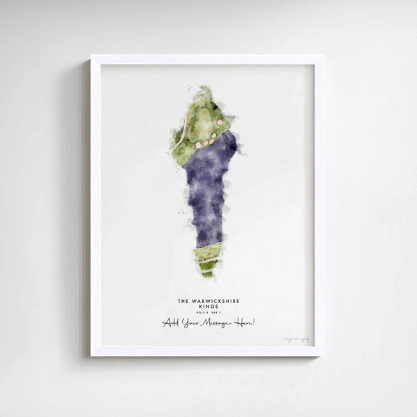 The Warwickshire Golf Gift – Personalised Print of Hole 8, Kings Course