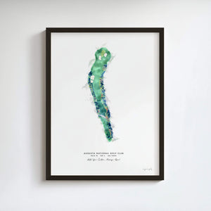 Augusta National Golf Club - Custom Print of Hole 18 golf art print in a black frame
