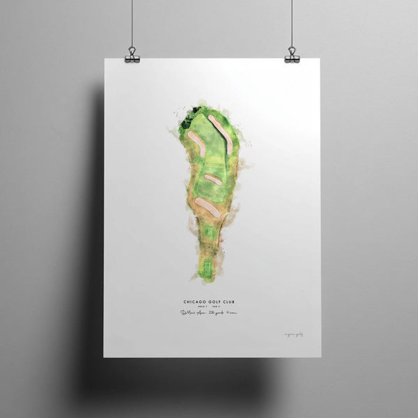 Chicago Golf Club Golf Gift - Print of Hole 3, unframed golf art poster print