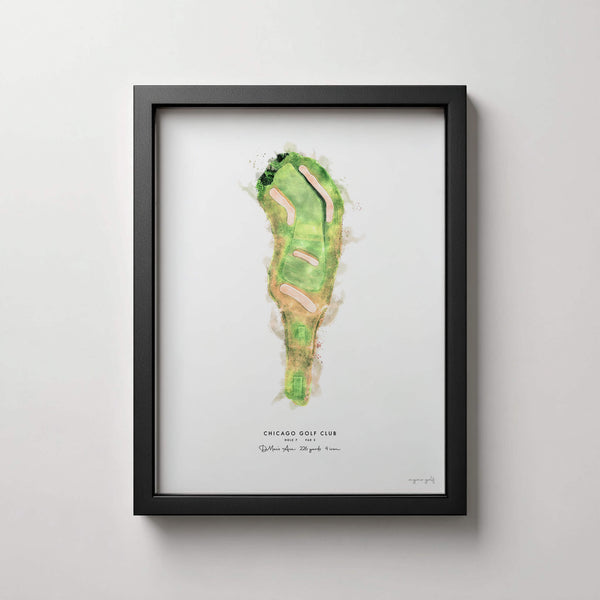 Chicago Golf Club Golf Gift - Print of Hole 3 "The Biarritz" golf art print