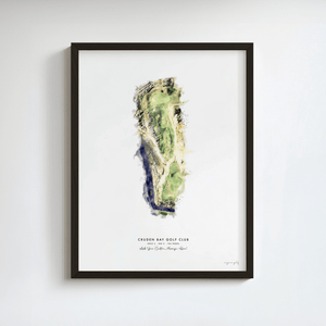 Cruden Bay Golf Gift - Print of Hole 4 Championship Course golf art print in a black frame