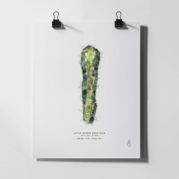 Little Aston Golf Gift – Personalised Print of Hole 9