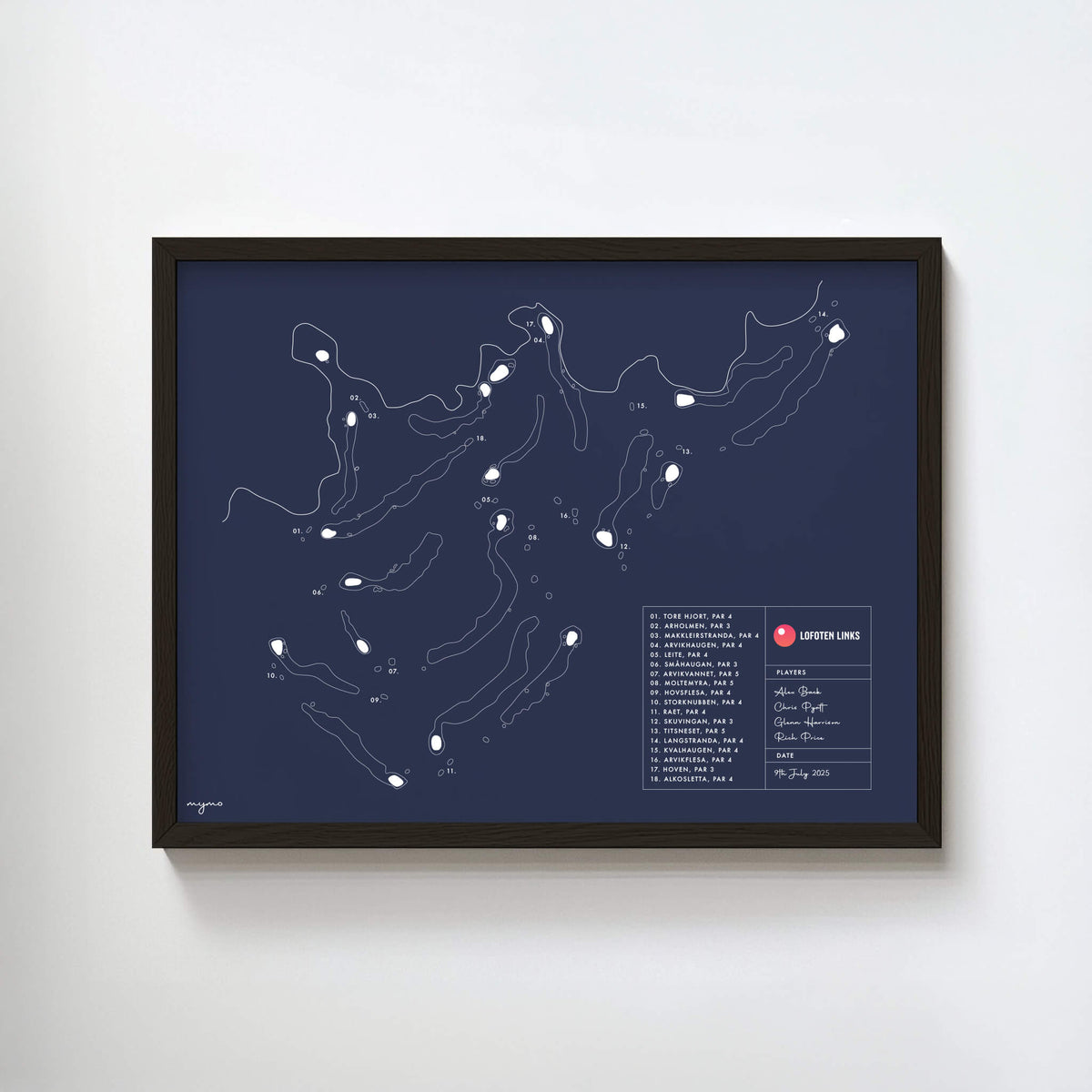 Lofoten Links Course Map – Personalised Golf Print – Mymo Golf