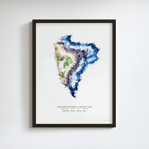 Monterey Peninsula Golf Gift, Dunes Course - Hole 14 golf art print in a black frame
