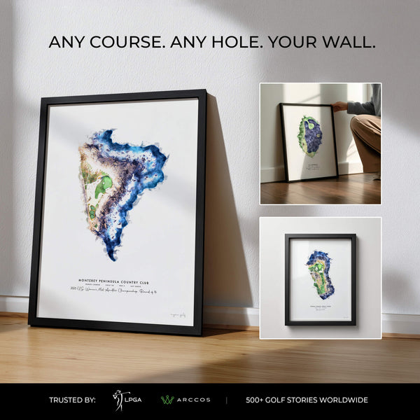 Custom Golf Artwork – Personalized Print of Any Golf Course and Hole