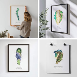 Mymo golf artwork - hanging on a wall