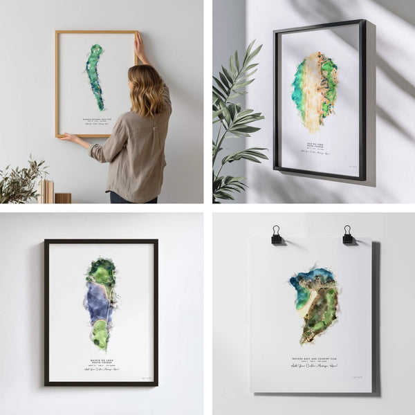 Mymo golf artwork - hanging on a wall