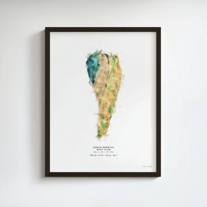 North Berwick Golf Gift - Print of Hole 13 golf art print in a black frame