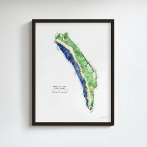 Pebble Beach 18th Hole Artwork - Iconic 18th Hole Print golf art print in a black frame