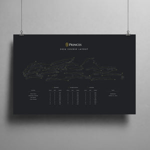 Full Princes Golf Club course map print in a black frame, personalized with a name and date