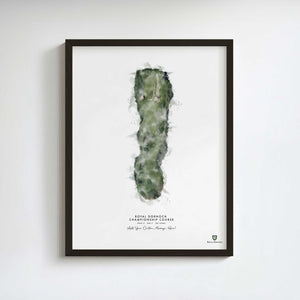 Royal Dornoch - Print of Hole 2 (Championship Course) golf art print in a black frame