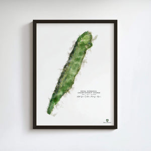 Royal Dornoch - Print of Hole 4 (Championship Course) golf art print in a black frame