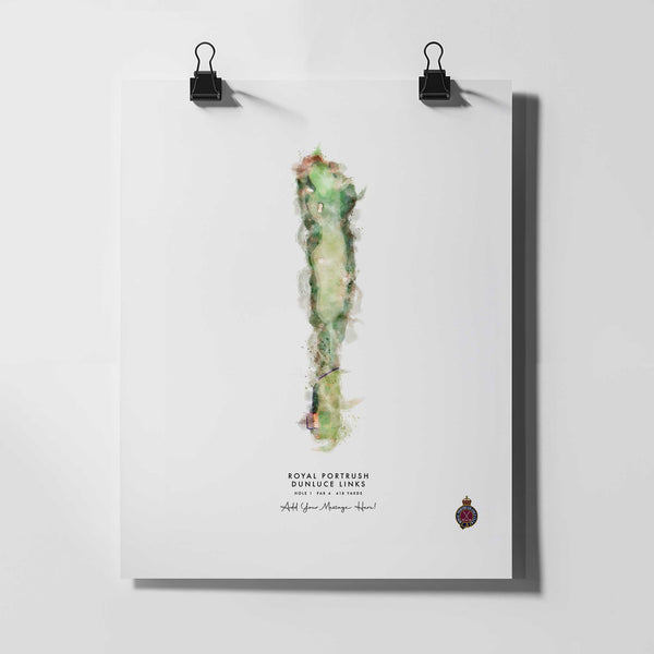 Royal Portrush Golf Gift – Personalised Print of Hole 1 (Dunluce Links)