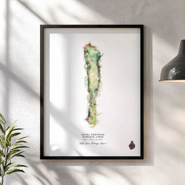 Royal Portrush Golf Gift – Personalised Print of Hole 1 (Dunluce Links)