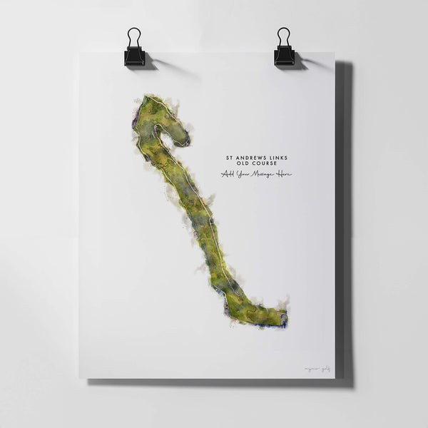 St. Andrews – Print of The Old Course, Personalised Golf Gift
