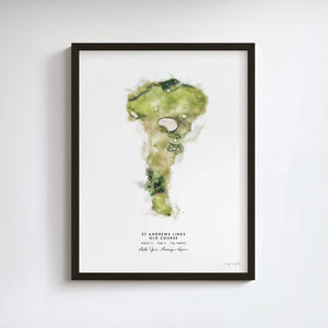 St. Andrews - Print of The Old Course, Hole 11 golf art print in a black frame